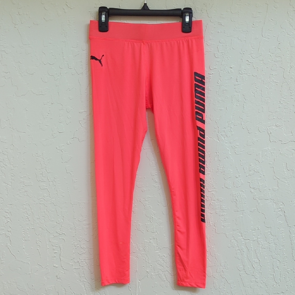 Puma Girls Bright Coral Leggings Size Medium 8-10